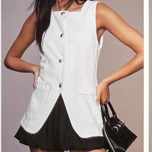 Maeve by Anthropologie White Button-Up Vest